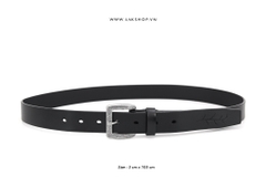 Black Leather Square Pattern Belt 3cm