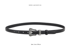 Thắt Lưng Western Buckle Belt in Black (bản nhỏ 2cm)