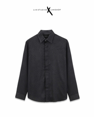 Áo Lak Studios Embossed Pattern Leather Neck Shirt cx2