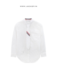 T.B White Poplin with Tie-Detailed Shirt