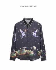 Áo White Horse Wings Print Shirt