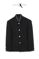 Lak Studios Black Mandarin Collar 4 Buttons Jacket cs9