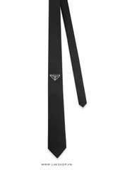 CV9999 Pr@da Logo Gabardine Tie In Black (7cm)