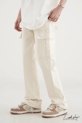 Cream White Cargo Loose Pant cs2