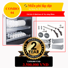 combo giá bát cố định inox + Tay nâng Blum