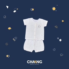 Bộ 0-3M cộc tay cúc giữa Chaang 3BK02-1901-GR03, 3BK02-1901-BU03, 3BK02-1901-OR03