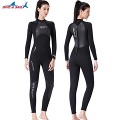 Bộ bơi Giữ Nhiệt nữ cao cấp vải dày 1.5mm dáng liền màu đen Dive Sail WS-19491