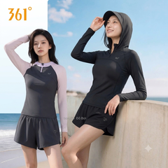 Bộ bơi nữ chống nắng dáng dài tay, quần rời 2 lớp, kèm mũ, vải UPF50+ Kháng Clo 361