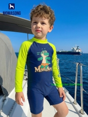 Bộ bơi dài tay liền chống nắng UPF 50++ kháng Clo khung long xanh Momasong (Korea)