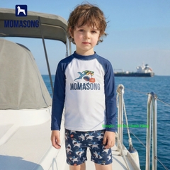 Bộ bơi dài tay chống nắng UPF 50++ kháng Clo trắng cá mập Momasong (Korea)