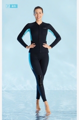 Bộ bơi nữ giữ nhiệt, dài tay, màu đen xanh, vải dày 1.5mm, Dive Sail
