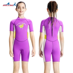 Bộ bơi giữ nhiệt cộc tay, màu tím, hình vịt, vải dày 2.5mm Dive & Sail
