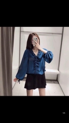 Áo Zara Xanh cổ nhún