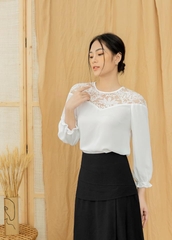Áo Voan Trắng Phối Ren Thiết Kế