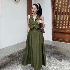 Sét Áo Gile Và Chân Váy Zane