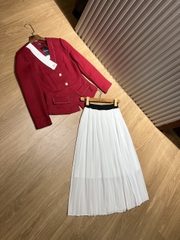 Sét Áo Dạ Và Chân Váy Xếp Ly Topshop