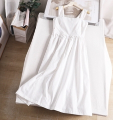 Đầm 2 Dây Trắng Linen
