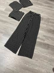 Quần Linen Lưng Cao Kẻ Sọc Zara