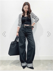 Cardigan Croptop Kẻ Ngang GU