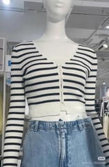 Cardigan Croptop Kẻ Ngang GU