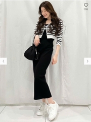 Cardigan Croptop Kẻ Ngang GU