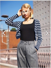 Cardigan Croptop Kẻ Ngang GU
