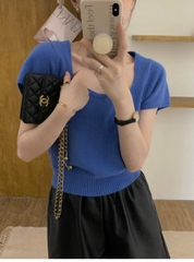 Áo Dệt Kim Cổ Vuông  Áo Dệt Kim Cổ Vuông  BLUEPOPS