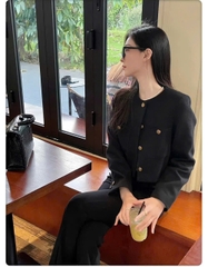 Áo Dạ Đen Đính Nút ZR