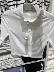 Áo Thun Croptop Gu Cổ Khoá Kéo