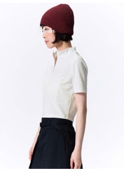 Áo Thun Croptop Gu Cổ Khoá Kéo