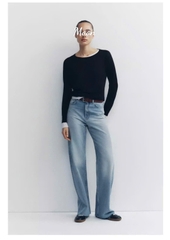 Quần Jean Ống Suông Xanh Nhạt Zara