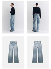 Quần Jean Ống Suông Xanh Nhạt Zara