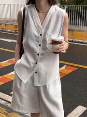 Sét Áo Và Quần Short Linen Elle