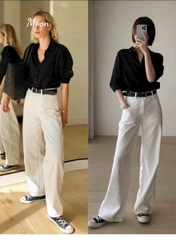 Quần Jean Suông Trắng Kem Polo