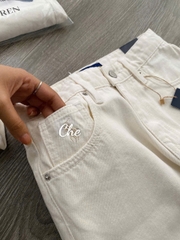 Quần Jean Suông Trắng Kem Polo