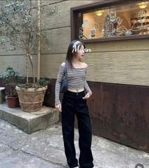 Quần Jean Ống Suông Đen Levis