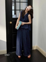 Sét Áo Sát Nách Và Quần Suông Denim Oliver
