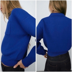 Áo Len Polo Xanh Coban Zara