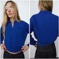 Áo Len Polo Xanh Coban Zara