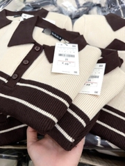 Áo Len Nâu Phối Cổ Polo