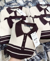 Áo Len Nâu Phối Cổ Polo