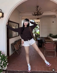 Áo Cardigan Màu Nâu Đậm Whoau