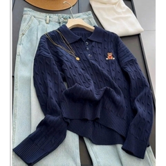 Áo Len Cổ Polo Thêu Gấu BSK