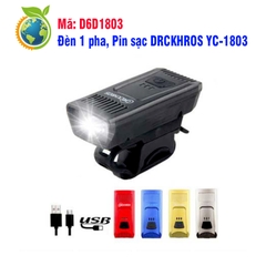 Đèn xe đạp: Đèn 1 pha, pin sạc DRCKHROS YC 1803, mã sản phẩm D6D1803