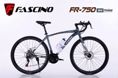 Xe đạp đua FASCINO FR750: Khung thép cường lực, group 21 tốc độ, tay lái và vành hợp kim nhôm 2 lớp, phuộc đơ, phanh đĩa