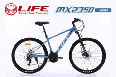 Xe đạp địa hình LIFE MX2350:   Xe địa hình cỡ bánh 27,5 inch, khung Nhôm siêu nhẹ, không mối hàn, cáp âm khung.   Groupset SHIMING 3x8 (24 tốc độ). Phanh đĩa cơ, Siêu Hot 2026