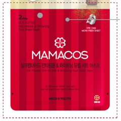 Mamacos 3 Steps Silk Peptide Anti-Wrinkle & Whitening Dual Sheet Mask 30g (foam+ampoule+sheet)