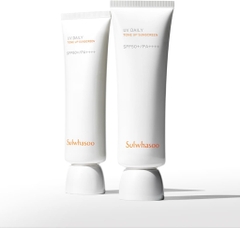 Kem chống nắng nâng tông da Sulwhasoo UV Daily Tone Up Sunscreen Set SPF50+/PA++++ (Kem chống nắng 50ml + 10ml , tinh chất nhân sâm 8ml, xà phòng rửa mặt không gây dị ứng 50g)