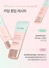 Kem dưỡng trắng nâng tông da có chức năng chống nắng làm đều màu da dưỡng ẩm làm dịu da Cure Realoe Water Splash Calming Tone Up Cream SPF50+/ PA++++ 40g