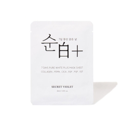 Mặt nạ chứa collagen và tế bào gốc làm trắng da và cải thiện nếp nhăn da căng bóng Secret Violet 7 Days Pure White Plus Mask Sheet Collagen PDRN Cica EGF FGF IGF * 5 miếng